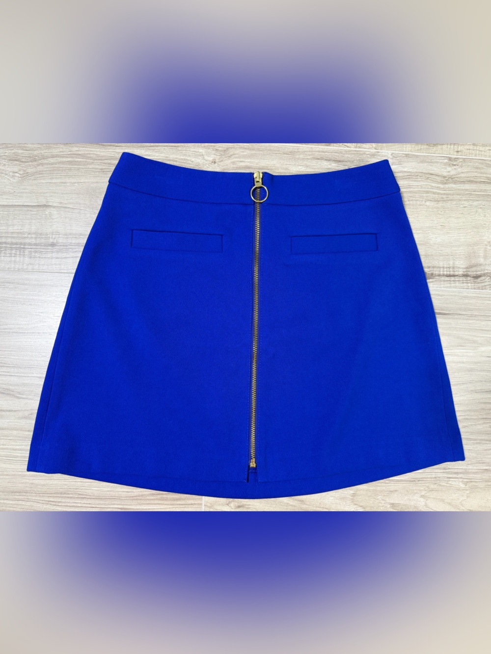 Express Royal Blue Front-Zip Mini Skirt